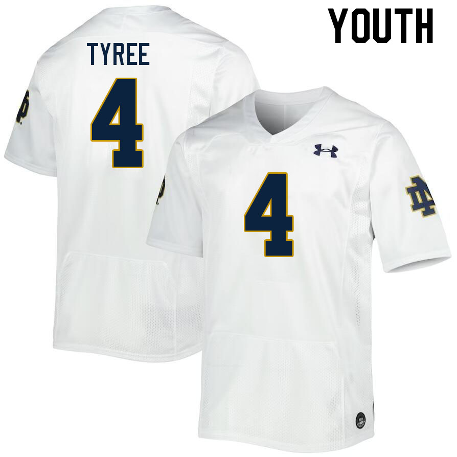 Youth #4 Chris Tyree Notre Dame Fighting Irish College Football Jerseys Stitched Sale-White